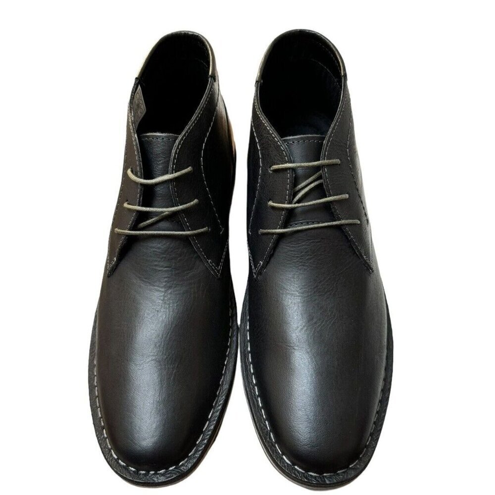 Steve Madden Sz 10.5 Shoes Harken Chukka Boots Black Leather Casual Fall Office